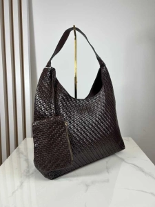 Torebka shopper pleciona brązowa czekoladowa z portfelikiem