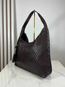 Torebka shopper pleciona brązowa czekoladowa z portfelikiem
