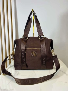 Laura Biaggi Torebka Shopper brązowa czekoladowa ekozamsz