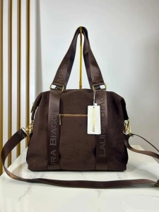 Laura Biaggi Torebka Shopper brązowa czekoladowa ekozamsz