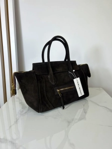 Laura Biaggi zamszowa torebka kuferek elegancka brązowa
