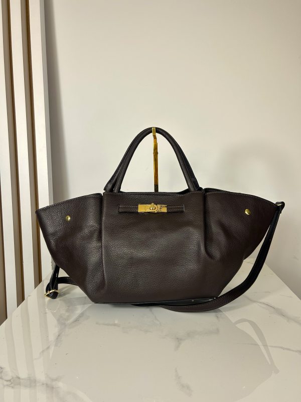 Laura Biaggi skórzana torba shopper brązowa czekoladowa
