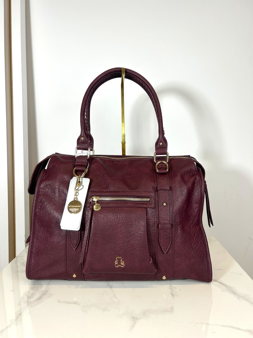 Lulu Castagnette torba shopper bordowa z medalionem