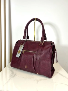 Lulu Castagnette torba shopper bordowa z medalionem