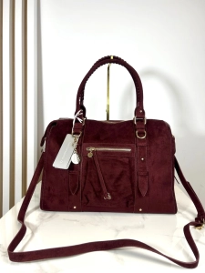 Lulu Castagnette torba shopper bordowa eko zamsz czerwona