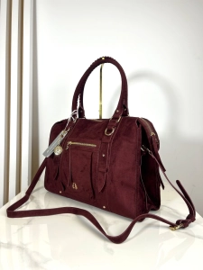 Lulu Castagnette torba shopper bordowa eko zamsz
