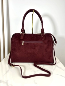 Lulu Castagnette torba shopper bordowa eko zamsz