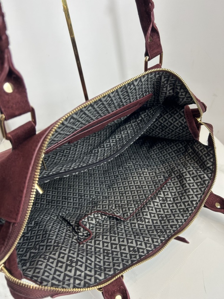 Lulu Castagnette torba shopper bordowa eko zamsz czerwona