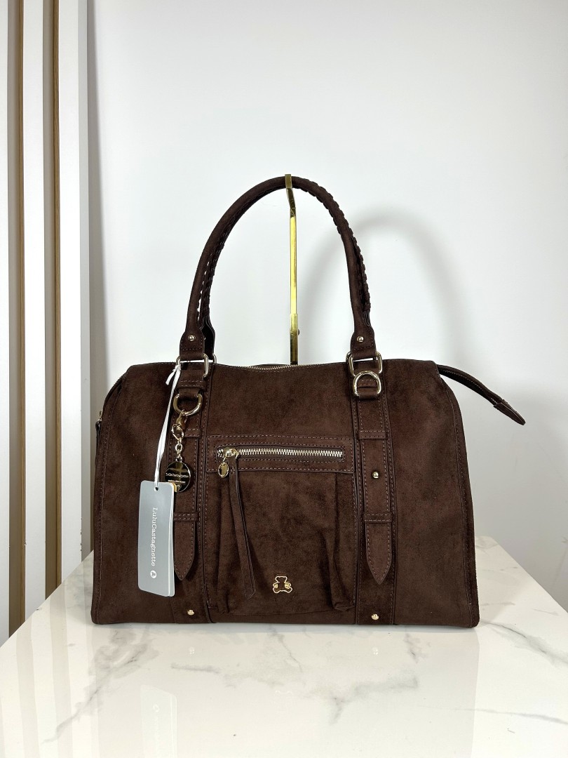 Lulu Castagnette torba shopper brązowa eko zamsz 