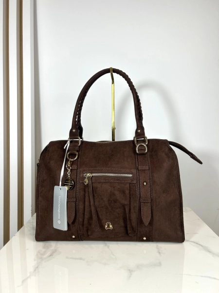 Lulu Castagnette torba shopper brązowa eko zamsz 