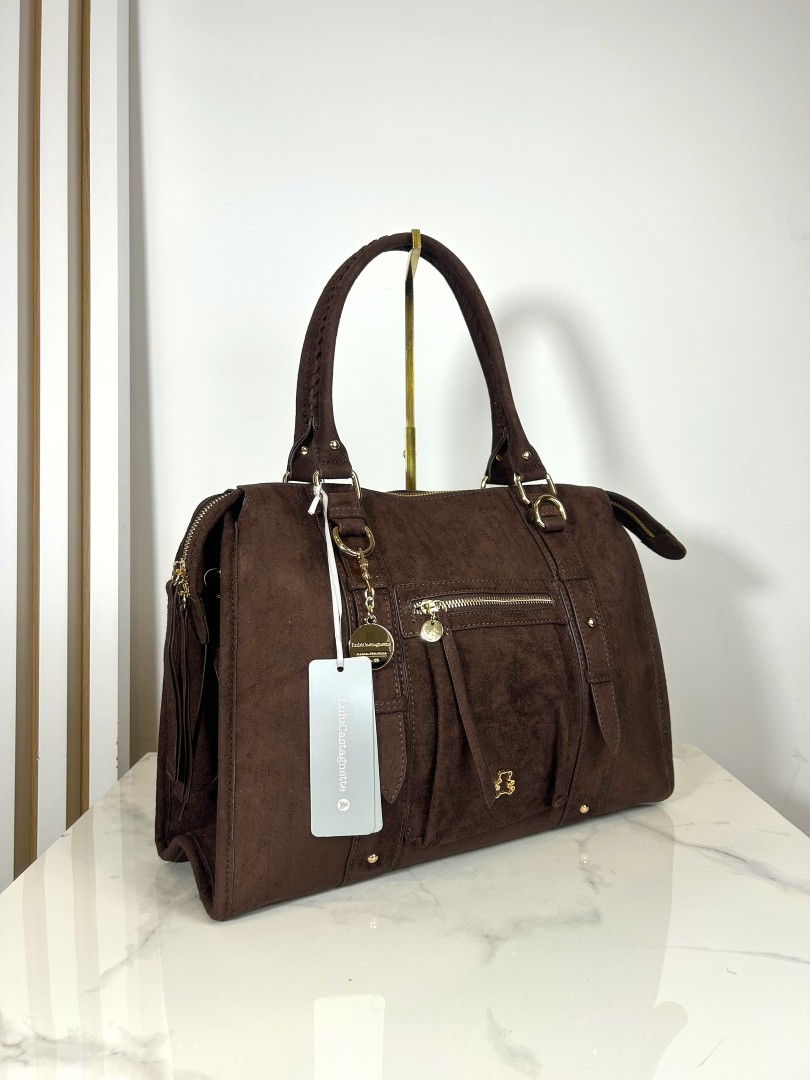 Lulu Castagnette torba shopper brązowa eko zamsz 