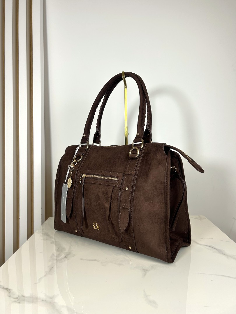 Lulu Castagnette torba shopper brązowa eko zamsz 