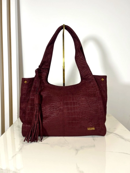 Enrico Coveri torebka shopper  bordowa ekozamsz 